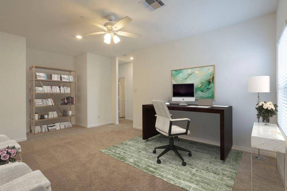 STAGED: Upstairs Gameroom that can also be a flex room.  Game Room, Movie Room, Craft Area, or another Office