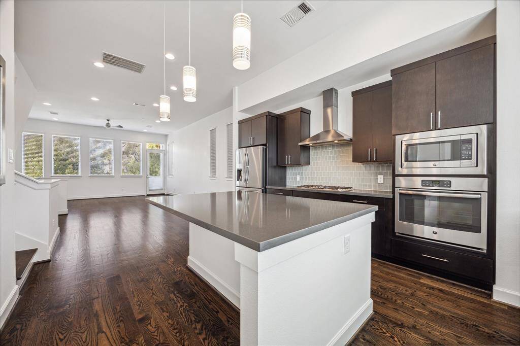 Large kitchen, open to dining and living room.