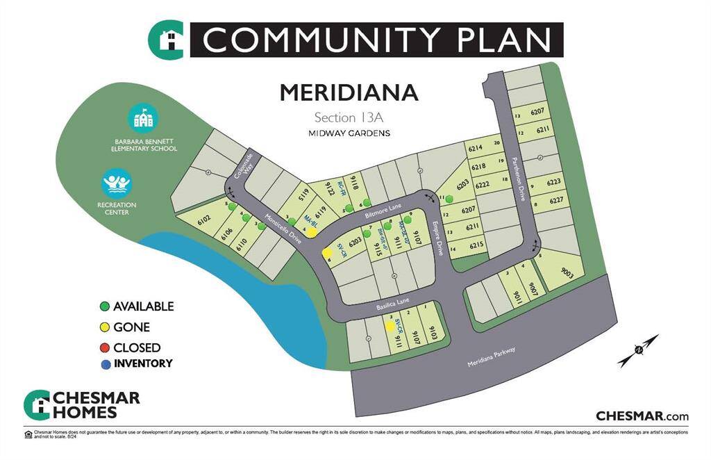 New Barbara Bennett Elementary school, a lake and a future recreation center for Meridiana are all close to this beautiful section
