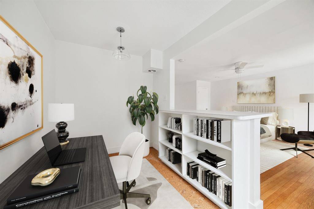 Virtually staged upstairs garage studio