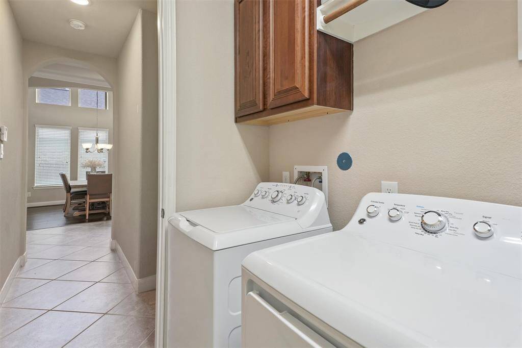 Plenty of cabinet space for storing cleaning supplies and laundry detergent. Perfect for those who want a clean and organized home.