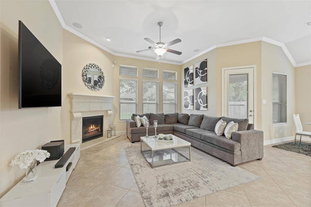 Cozy fireplace is perfect for relaxing on chilly evenings.