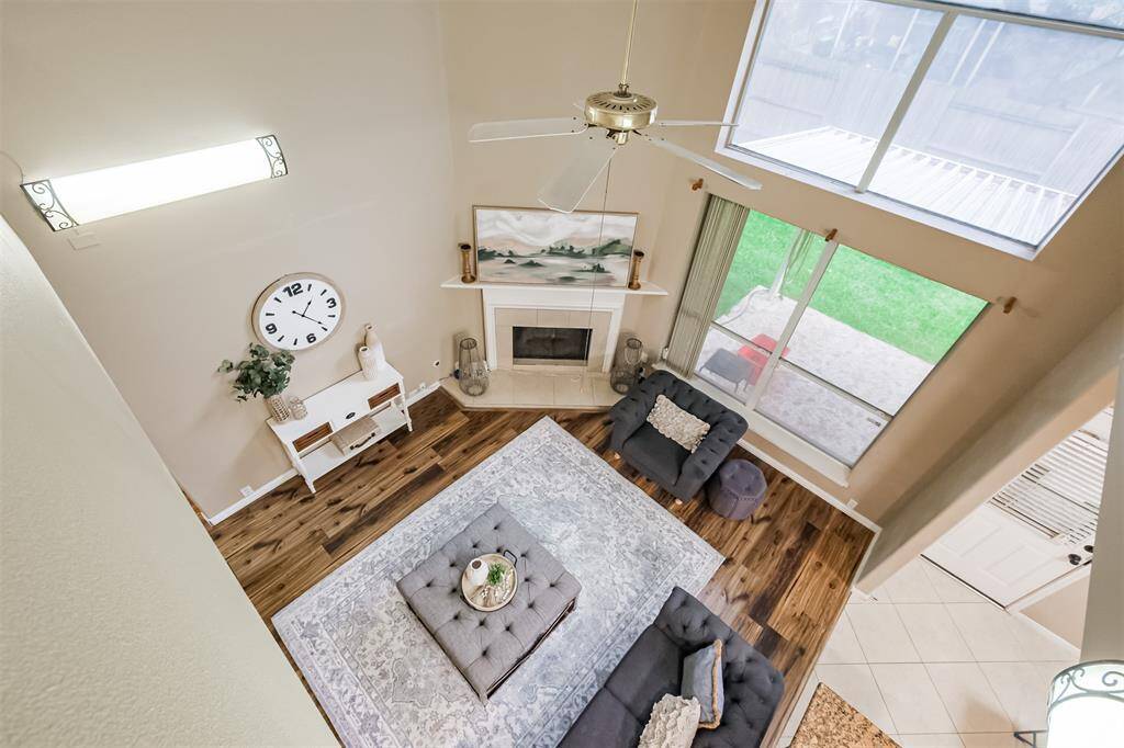 View from upstairs overlooking the living room.