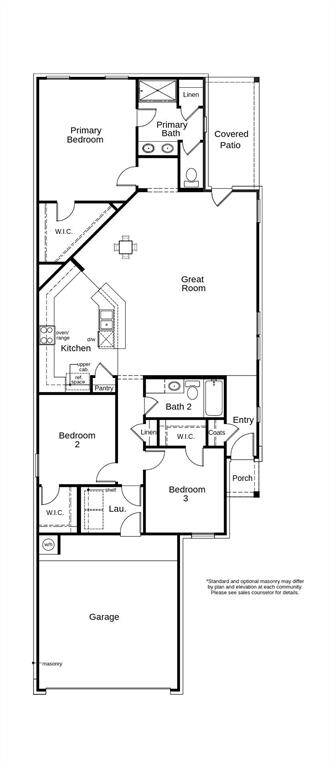 This floor plan features 3 bedrooms, 2 full baths and over 1,500 square feet of living space.