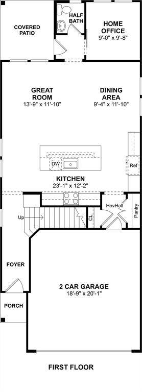 The San Antonio floor plan by K. Hovnanian Homes. 1st Floor shown. *Prices, plans, dimensions, features, specifications, materials, and availability of homes or communities are subject to change without notice or obligation.