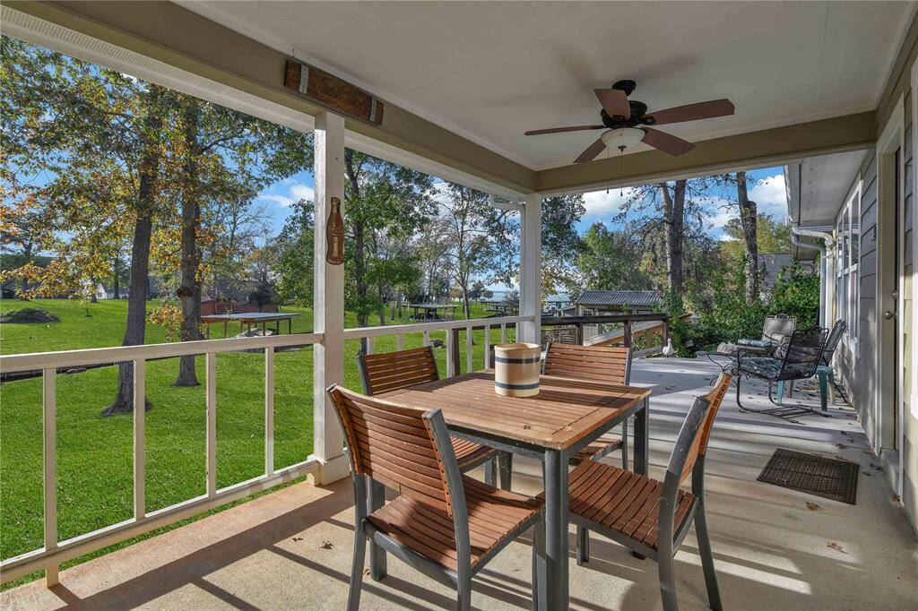Covered back porch. Great sunset views!