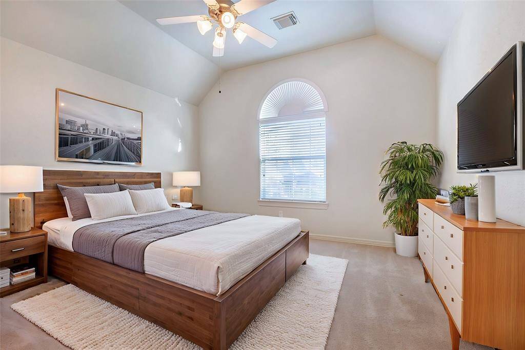 This is a RENDERING of what a Secondary  upstairs Bedroom would look like with furniture.