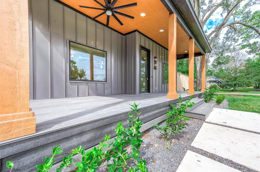 Covered patio extending from the main structure of the home