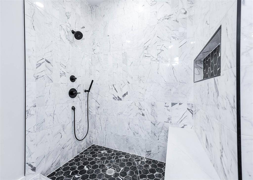 Oversized walk in shower with seat
