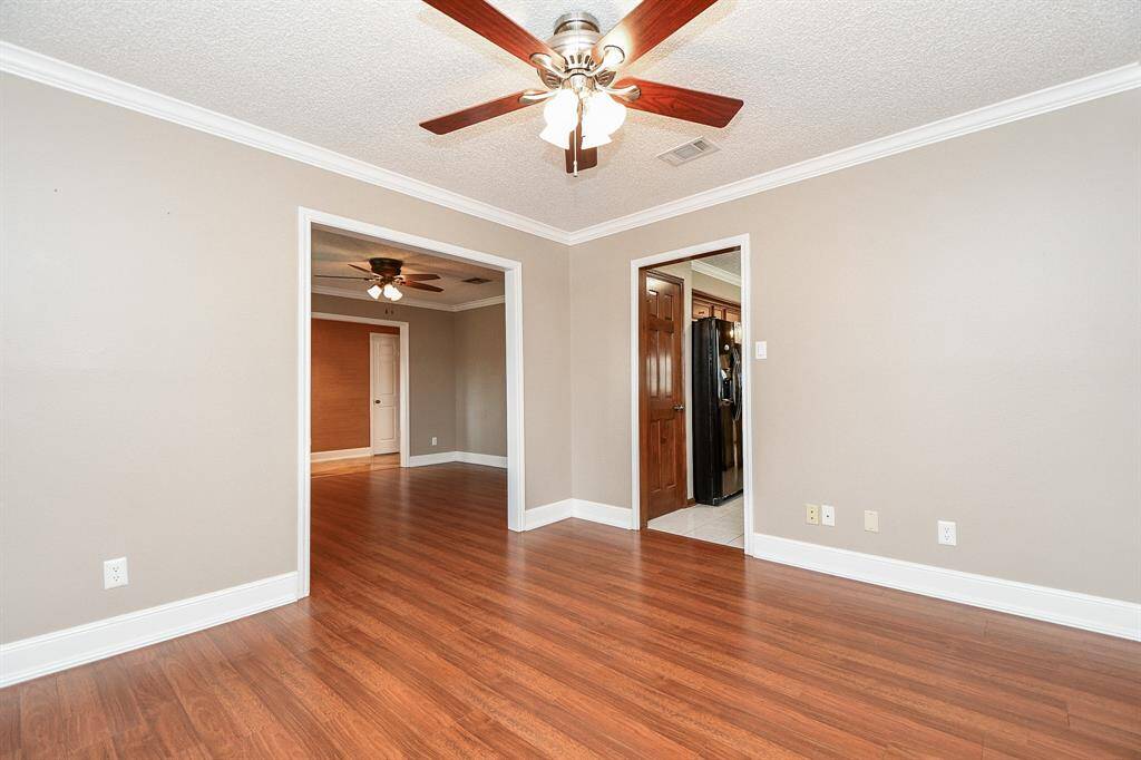 Dining room off living room and kitchen for ease of access and utilization of this space.