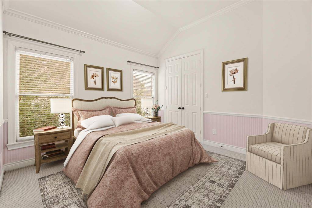 Virtually stages large secondary bedroom