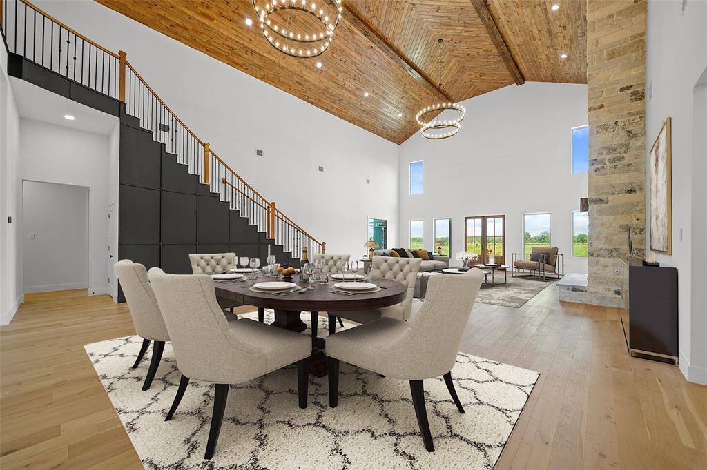 Spacious living area features elegant dining and living spaces.Virtual staged setting.