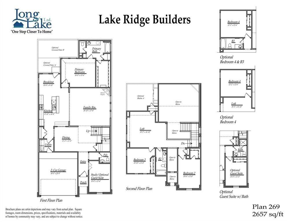 Plan 269 features 4 bedrooms, 3 full baths and over 2,600 square feet of living space.