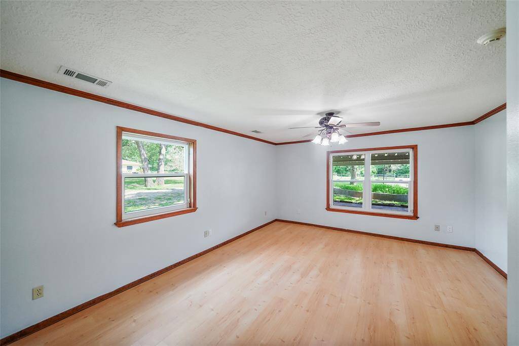 Fleshly painted bedroom.