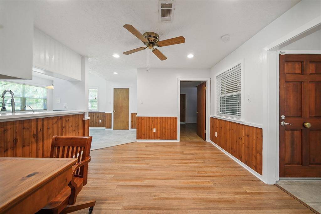 Classy wood panels throughout.
