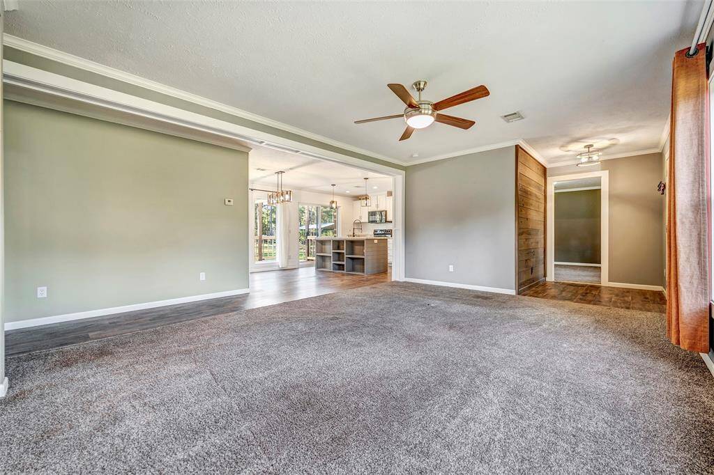 Looking from the living area to the kitchen area
