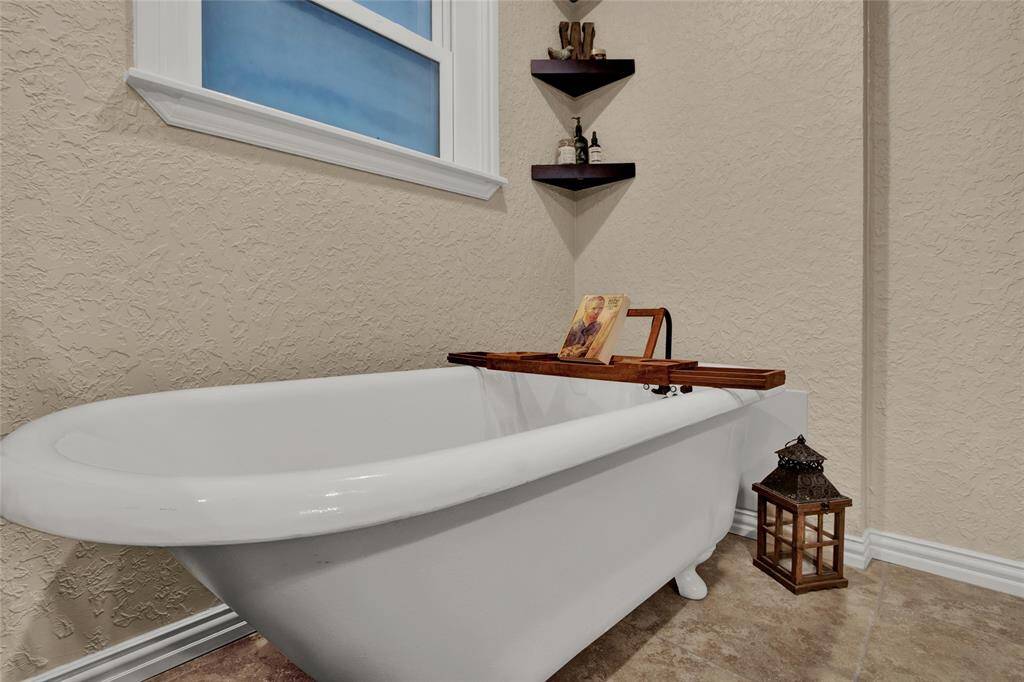 Escape and soak away the day in this claw foot tub.