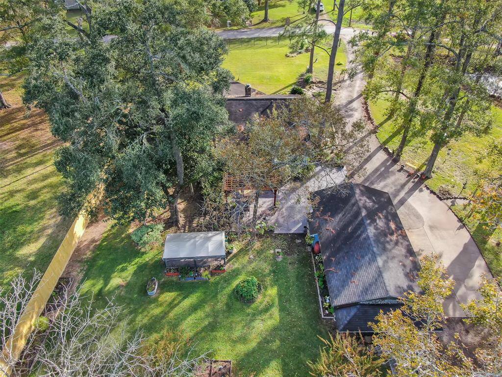 Aerial view of the front of the property