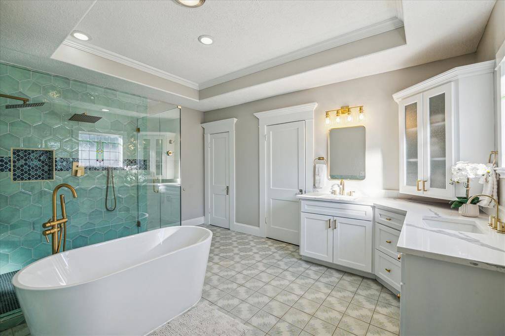 Primary bathroom with seperate shower and soaking tub