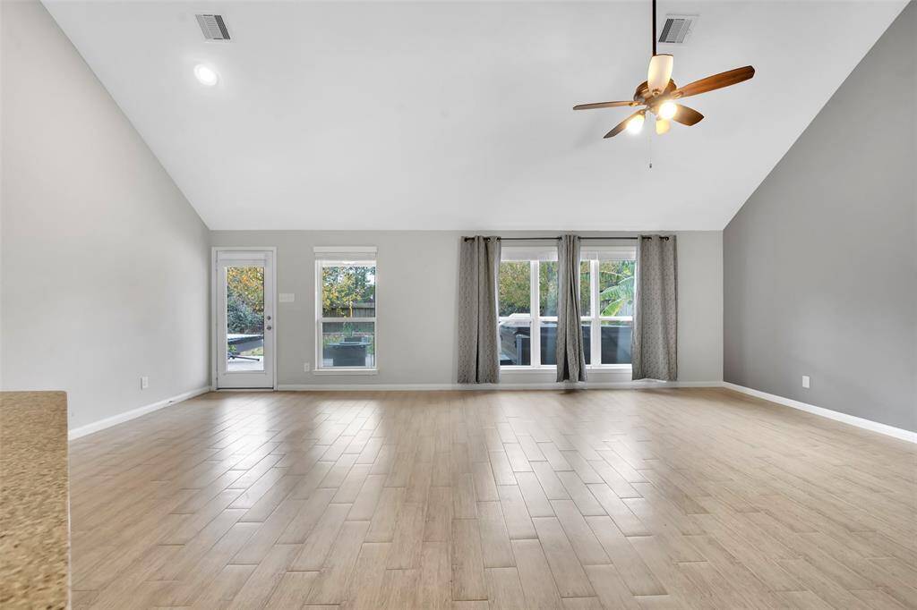 Spacious Family Room with High Ceilings