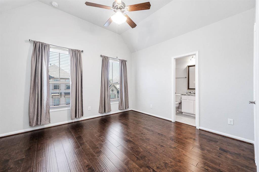 2nd bedroom located on 3rd floor has a full en-suite bath, vaulted ceiling with fan and spacious closet.