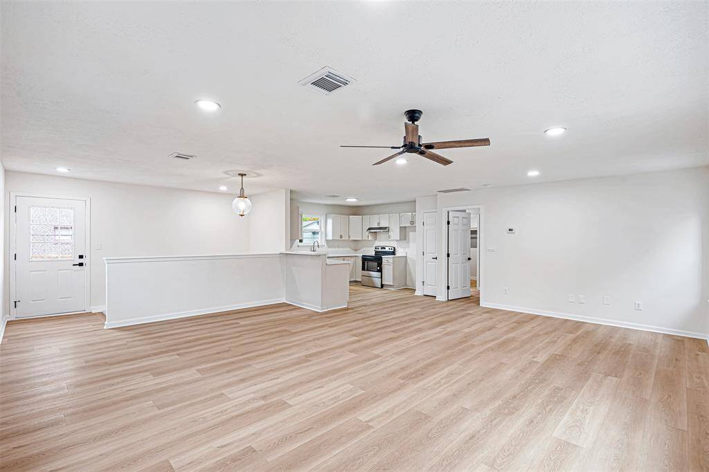Garage apartment living room and kitchen
