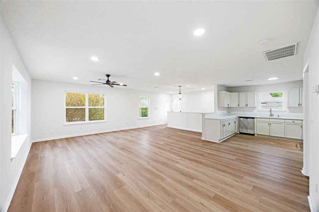Garage apartment living room and kitchen