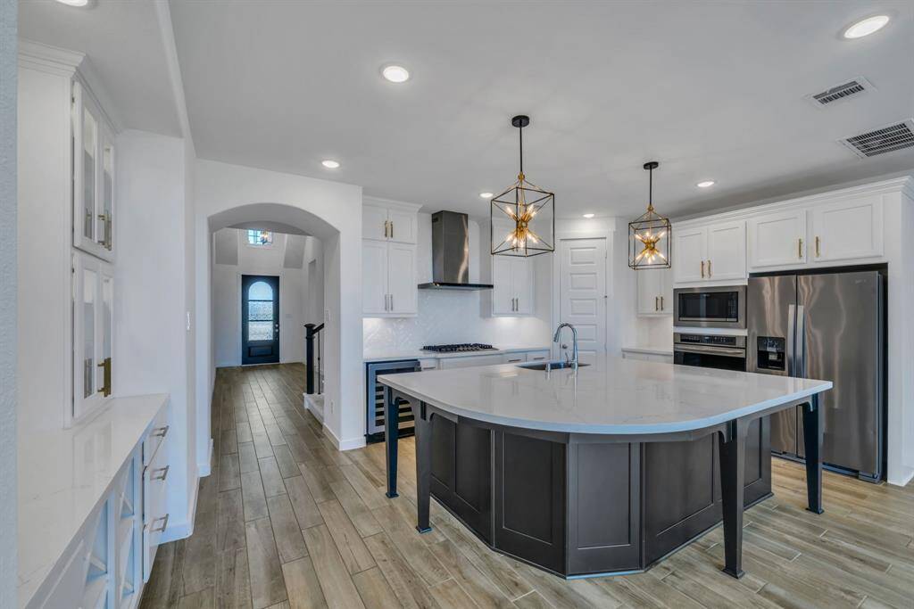 Modern kitchen opens right into the living space!