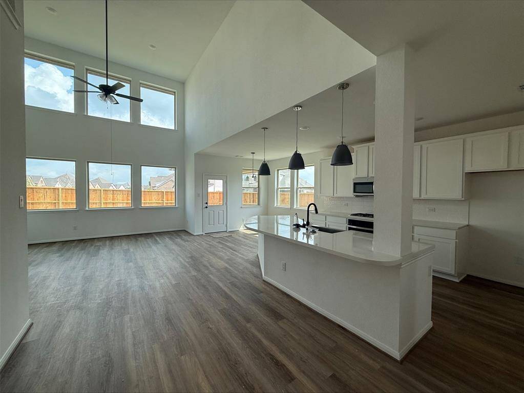 Impressive great room open to the kitchen