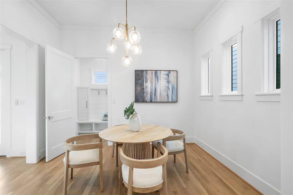 The breakfast nook is light and bright