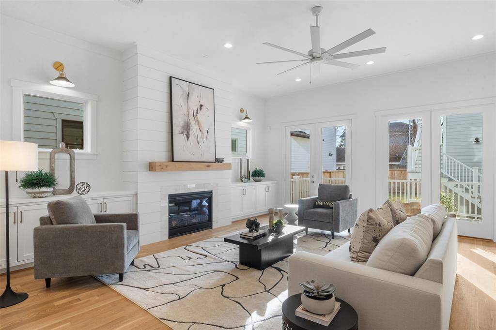 The family room is stunning the French doors open to the back porch