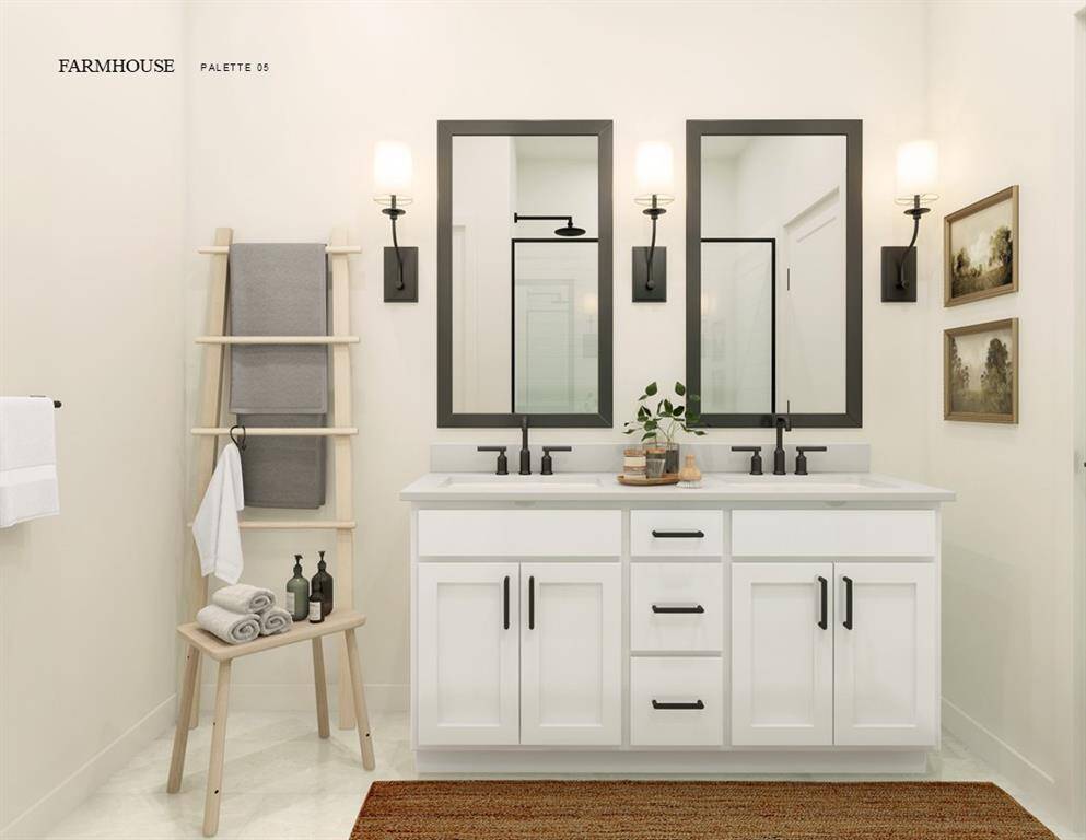 Farmhouse Look Palette 5 Primary Bathroom (*Artist rendering used for illustration purposes only.)