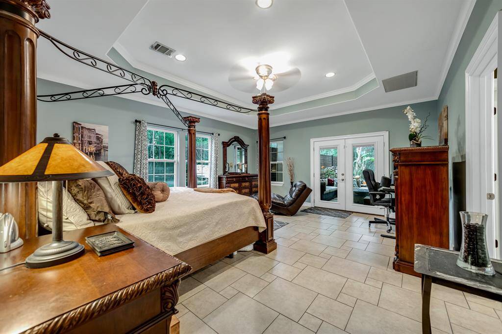 The seller added the French doors in the owners retreat, leading to your backyard paradise