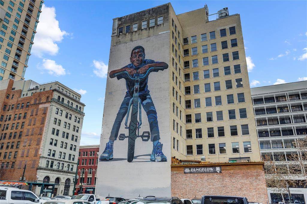 One of over 40 murals throughout Downtown Houston is Case Maclaim's "King of the Road". The message relates to social equity by breaking boundaries. This mural is located just a few blocks North of St Germain on Main St.