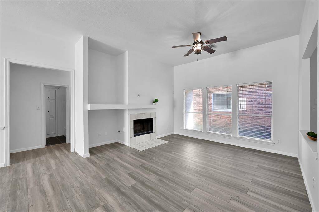 Living room open to dining room