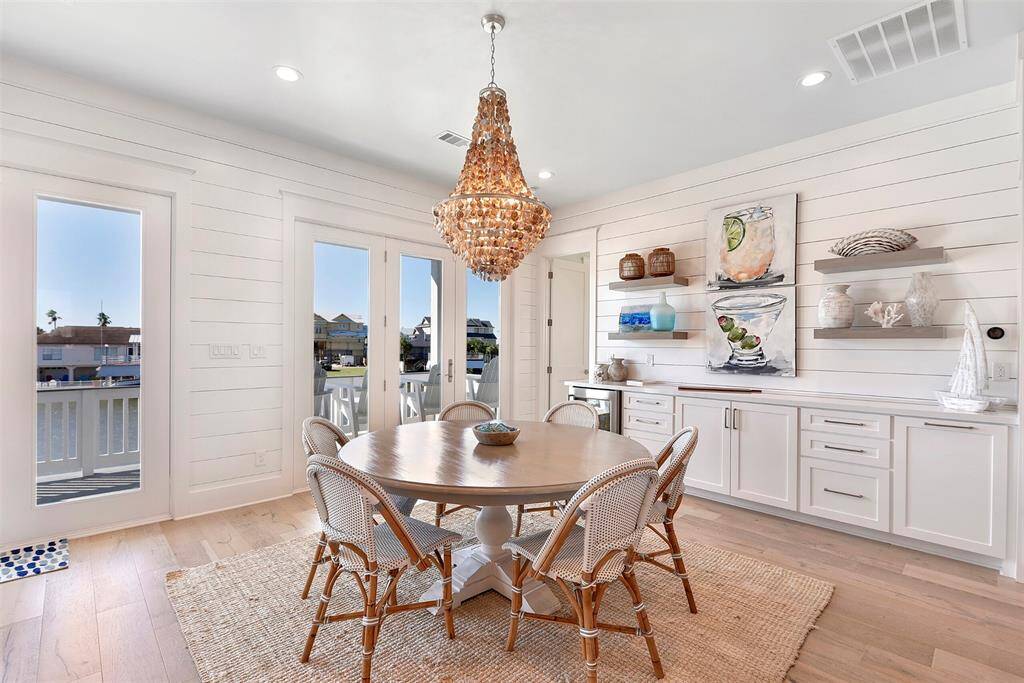 Dining room with beautiful chandelier light fixture
