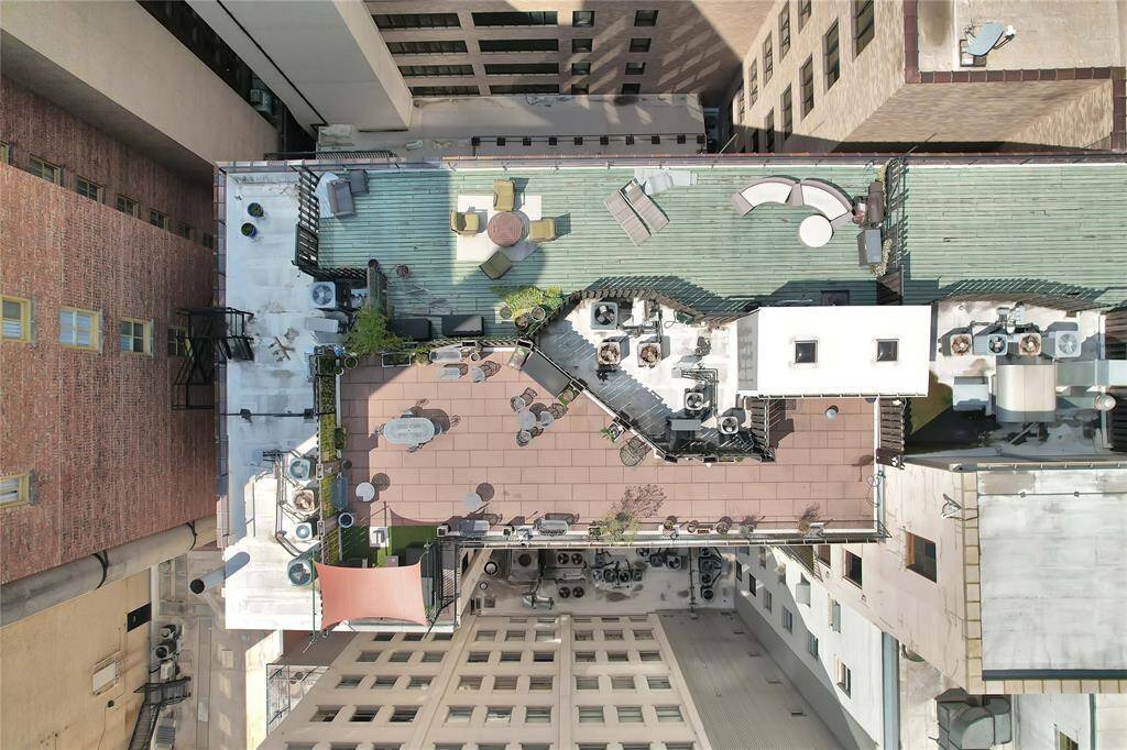 The red area of the rooftop is your private terrace. Approx 1100 sq ft with automated drip irrigation system for potted plants.