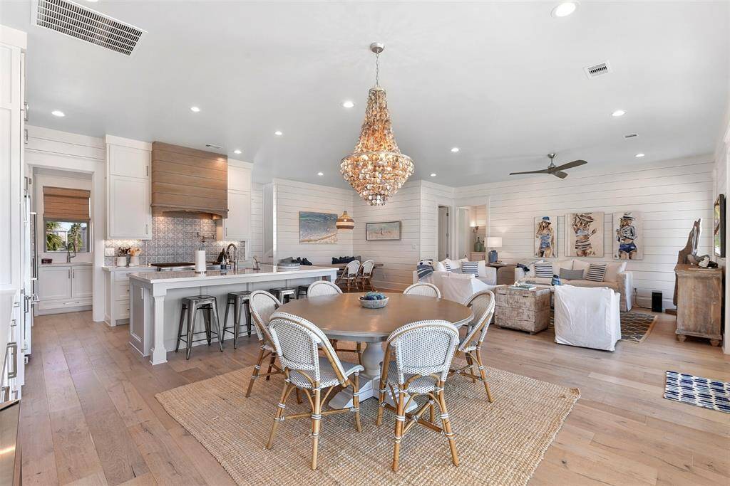 Open floor plan with kitchen/dining combo overlooking living area