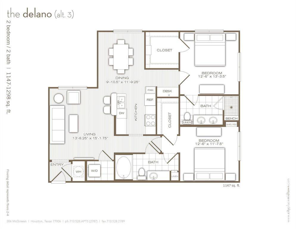 This unit  maximizes space and is perfect for entertaining! Formal  entry, open kitchen, dining room for 6 plus a breakfast bar. Built in desk and split bedrooms. Hall access to one of the bathrooms for guests.Both bedrooms hold a king size bed, dresser and side tables. Utility room.  Easy access to garage parking with new EV chargers.