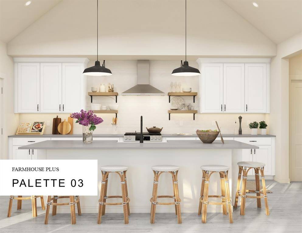 Farmhouse Look Palette 3: Primary Bathroom Selection Sheet (*Artist rendering used for illustration purposes only.)