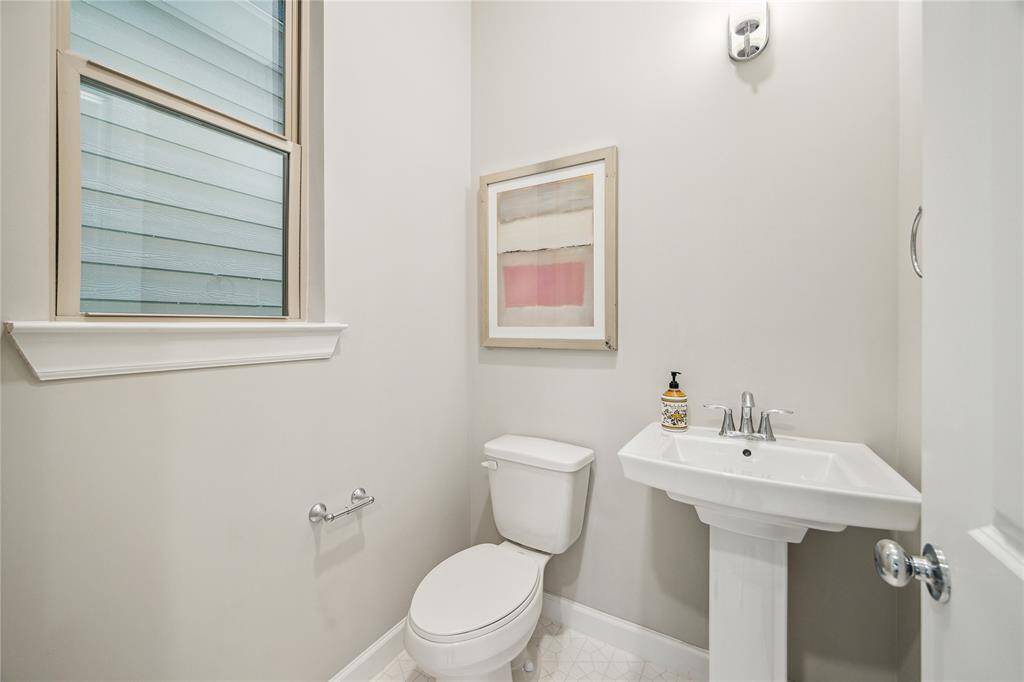 Powder room located on the first floor.