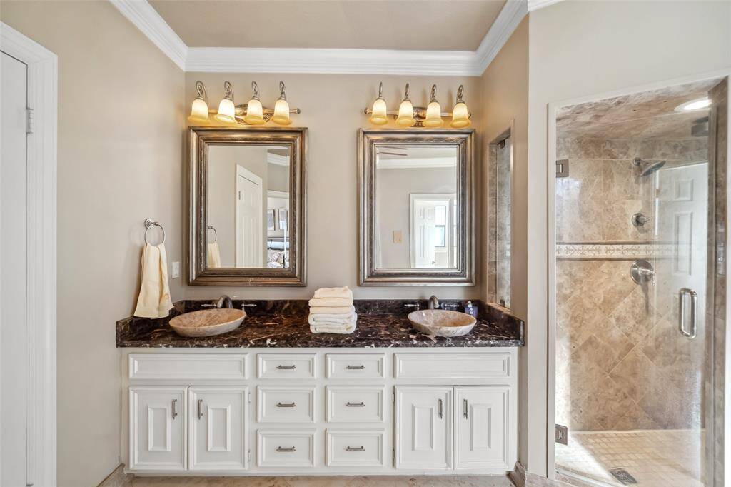 Elegant master bath featuring dual sinks for ultimate convenience.