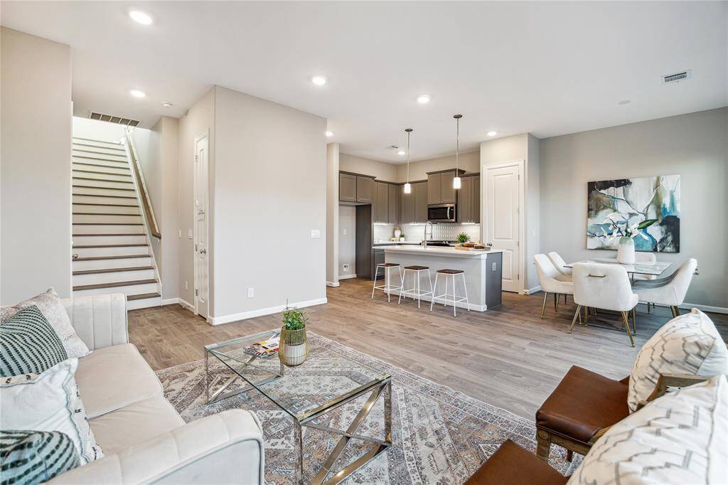 Combined and flexible living and dining spaces.