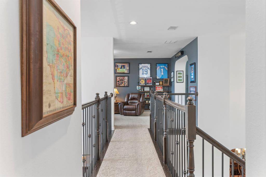 At the top of the stairs walk across to your double game room or game room and media room.