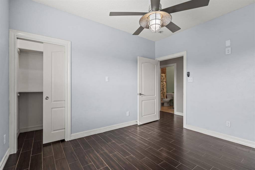 Nice size closet with pocket door.