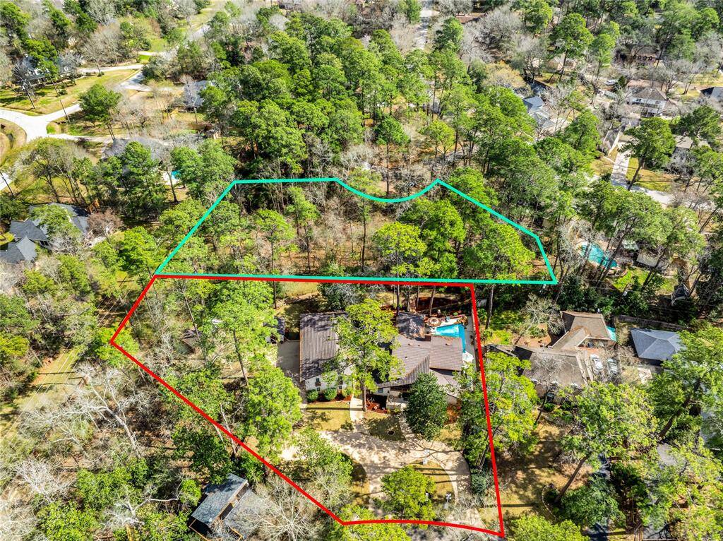 Aerial photo of our property is in RED! The GREEN outline has already been SOLD.