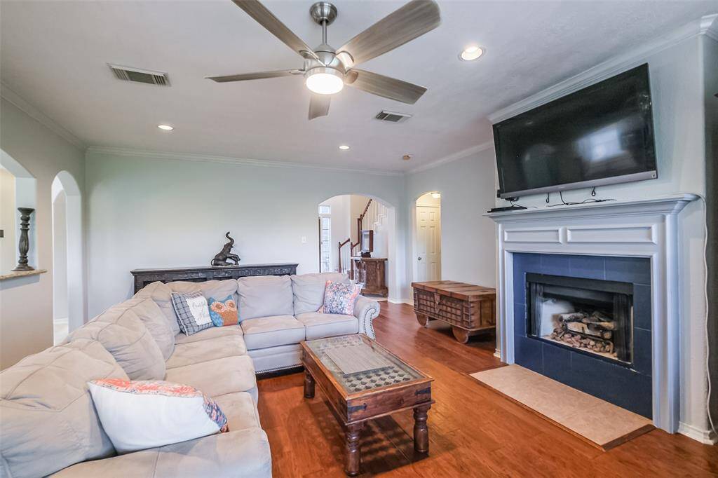Wood burning fire place in living room