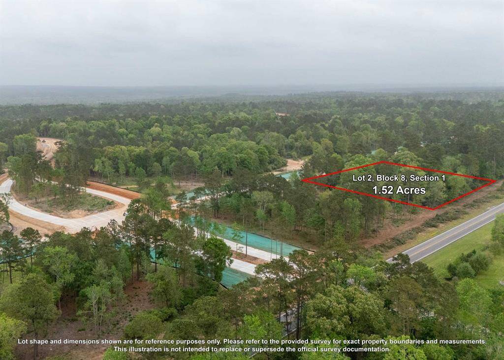 Aerial view of Lot 2, Block 8 at Capital Creek Ranch. Convenient access to FM 1725 and FM 150.