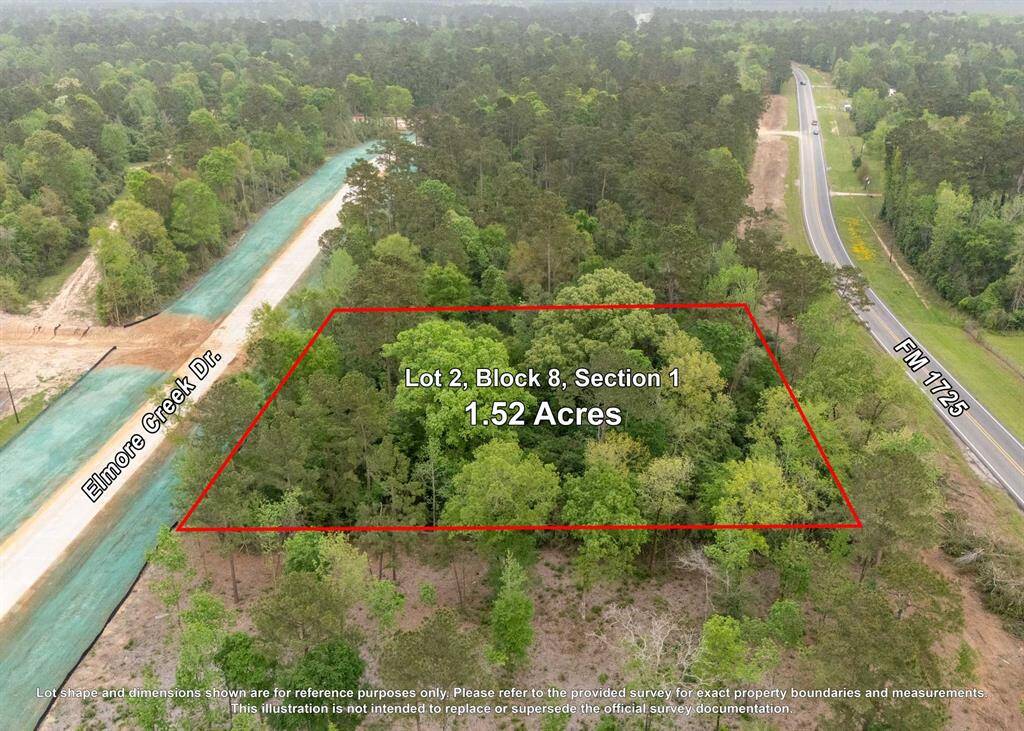 Aerial view of Lot 2, Block 8 at Capital Creek Ranch. Convenient access to FM 1725 and FM 150.