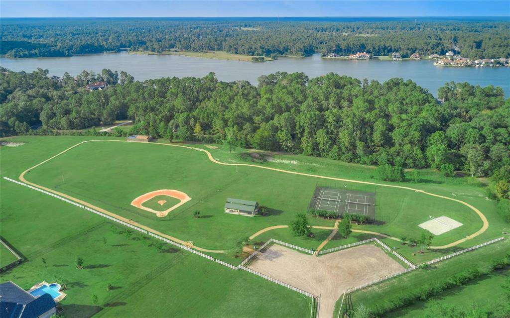 Grand Harbor covered pavilion, walking path and sports fields.